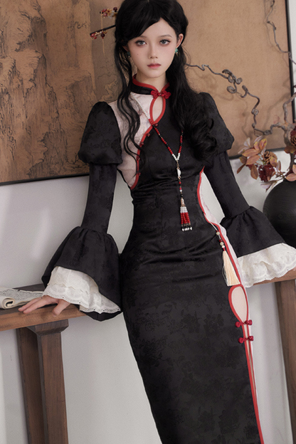 Retro Chinese-style Dress + Sleeves + Shawl + Accessories + Hairpin
