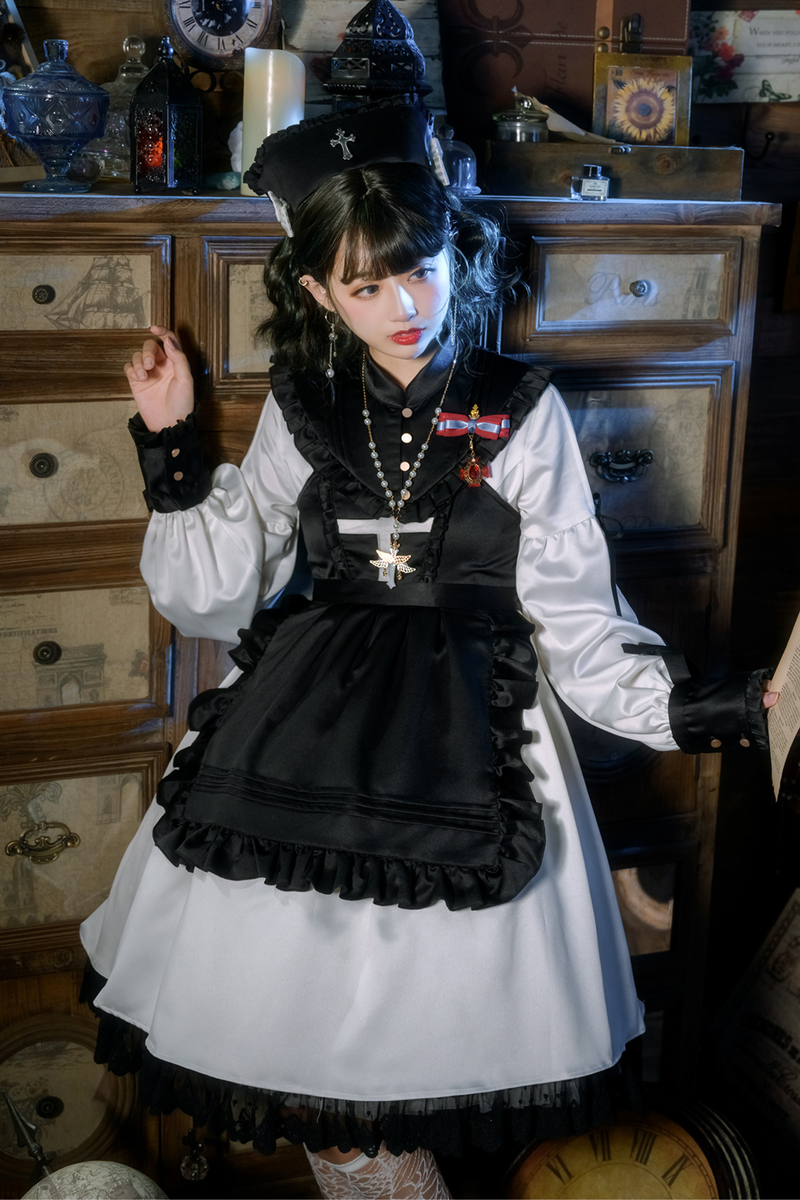 Lantern Angel Maid Lolita Dress + Apron + Detachable Collar