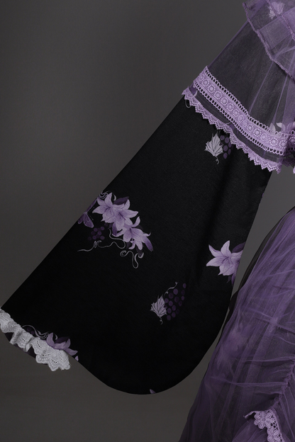 Dark Chinese-style Cross Collar Dress + Overdress + Skirt