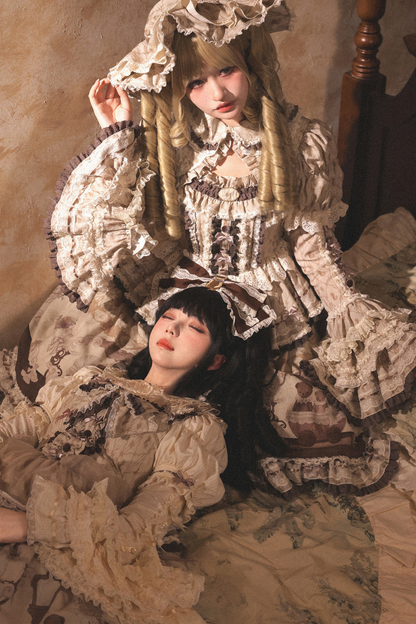 Briana Bear Print Dream Doll Lolita Dress + Jsk + Skirt + Shirt + Petticoat