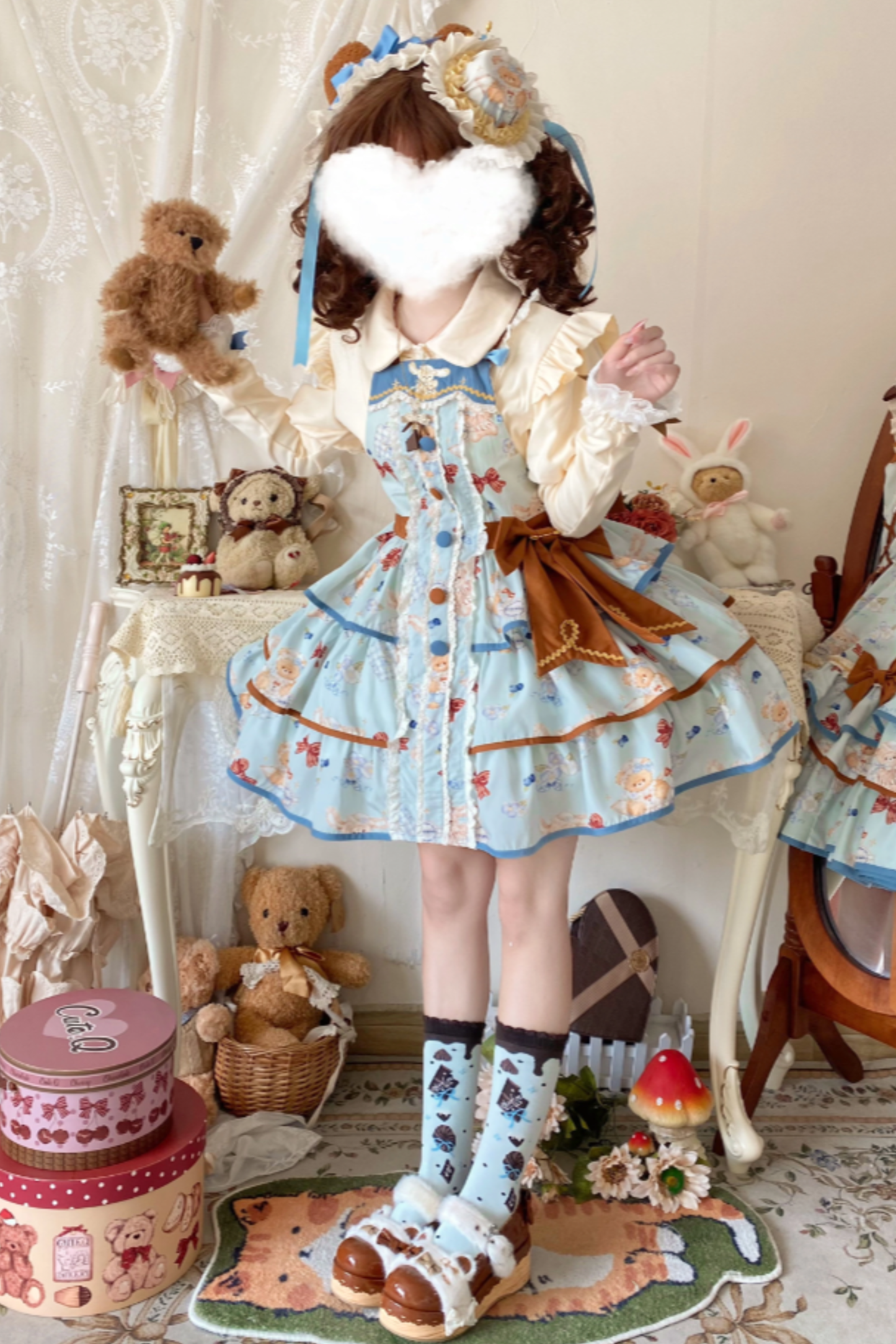 Seaside Bear Tea Party Lolita Dress + Cape