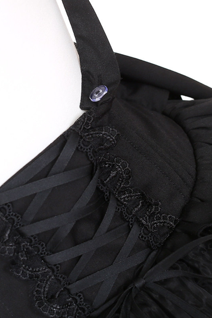 Holy Cross Flutter Sleeve Suspender Skirt + Shirt