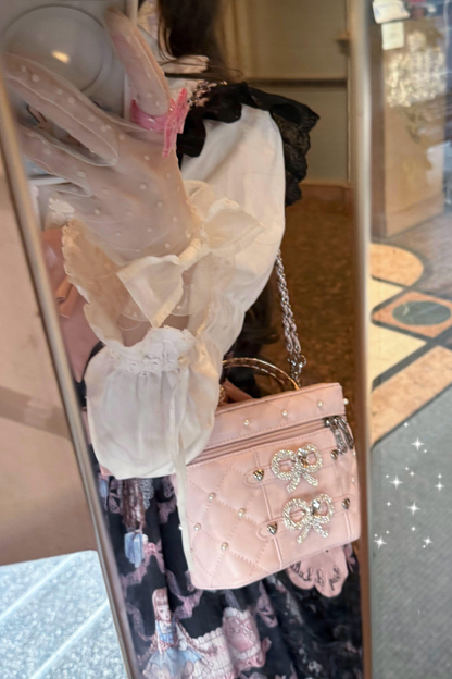 Pearl Rhinestone Lace Box Bag