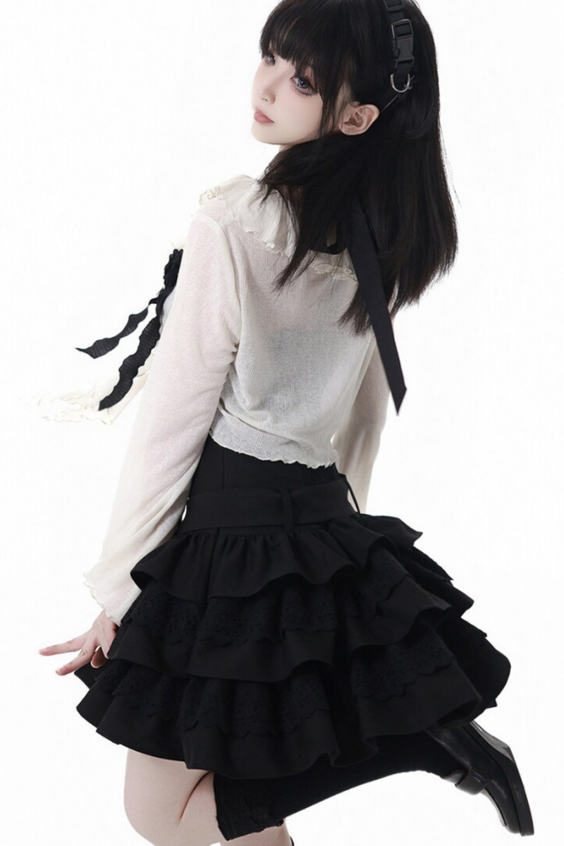 Rose Flower Lace Cardigan + Dress + Corsage