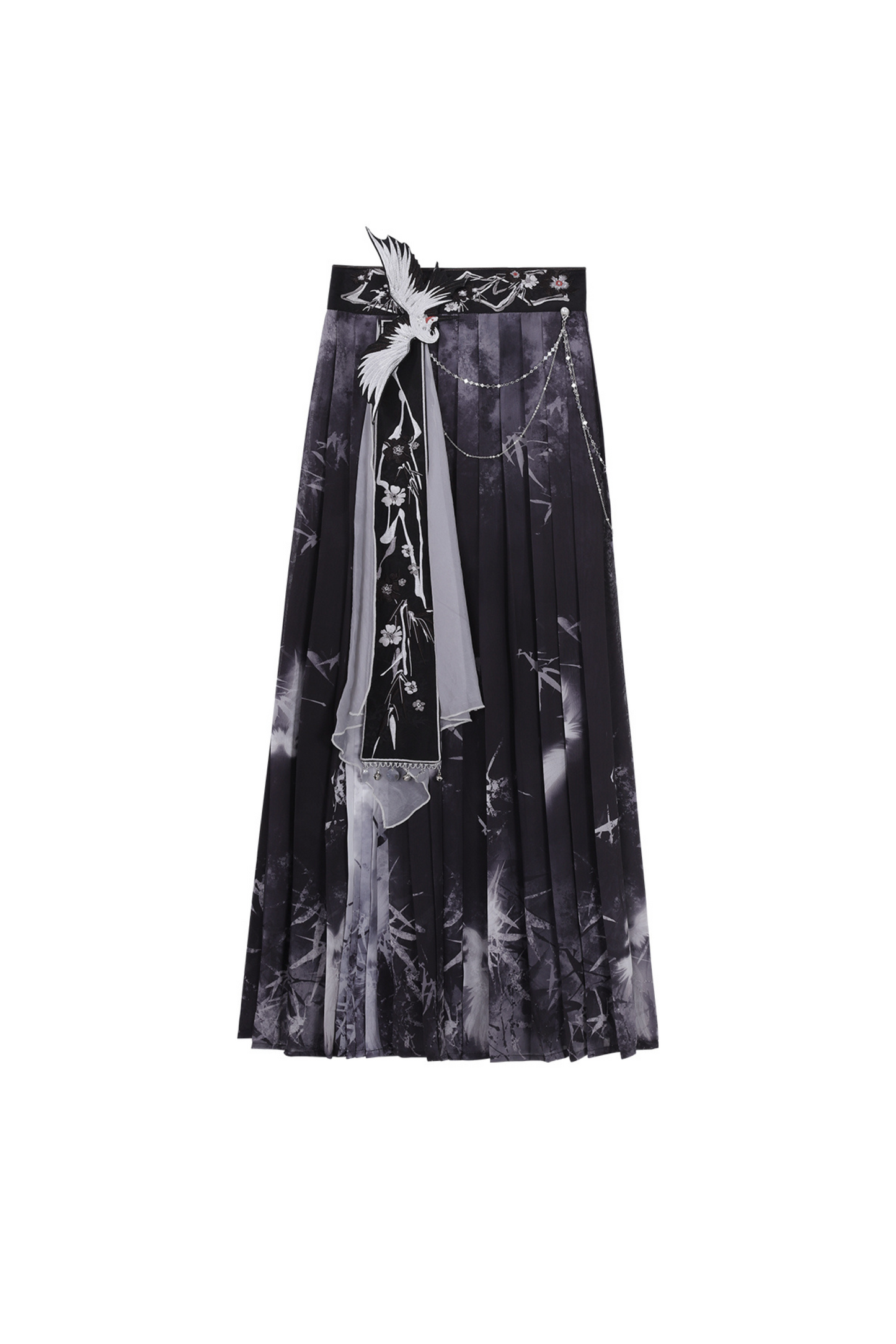 Retro Dark China Skirt + Camisole + Sheer Coat