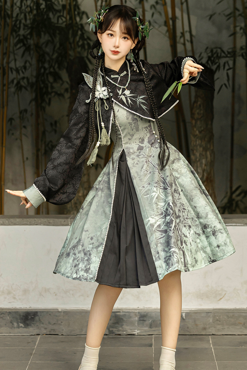 Neverland Smoked Chinese-style Lolita Suspender Dress + Short Chinese-style Jacket