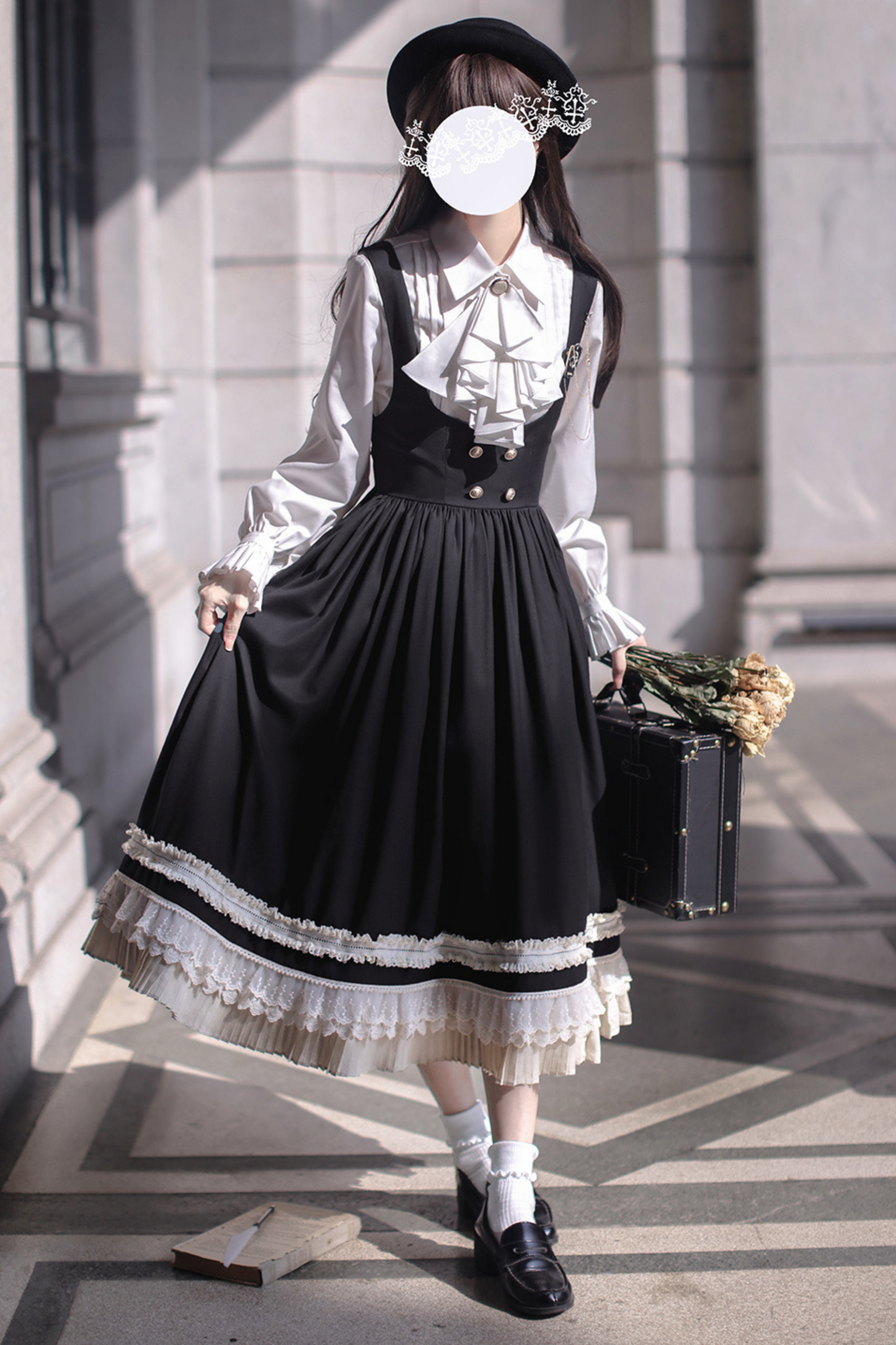 [pre-order] Retro Sweet College Coat + Suspender Skirt + Shirt + Collar + Brooch