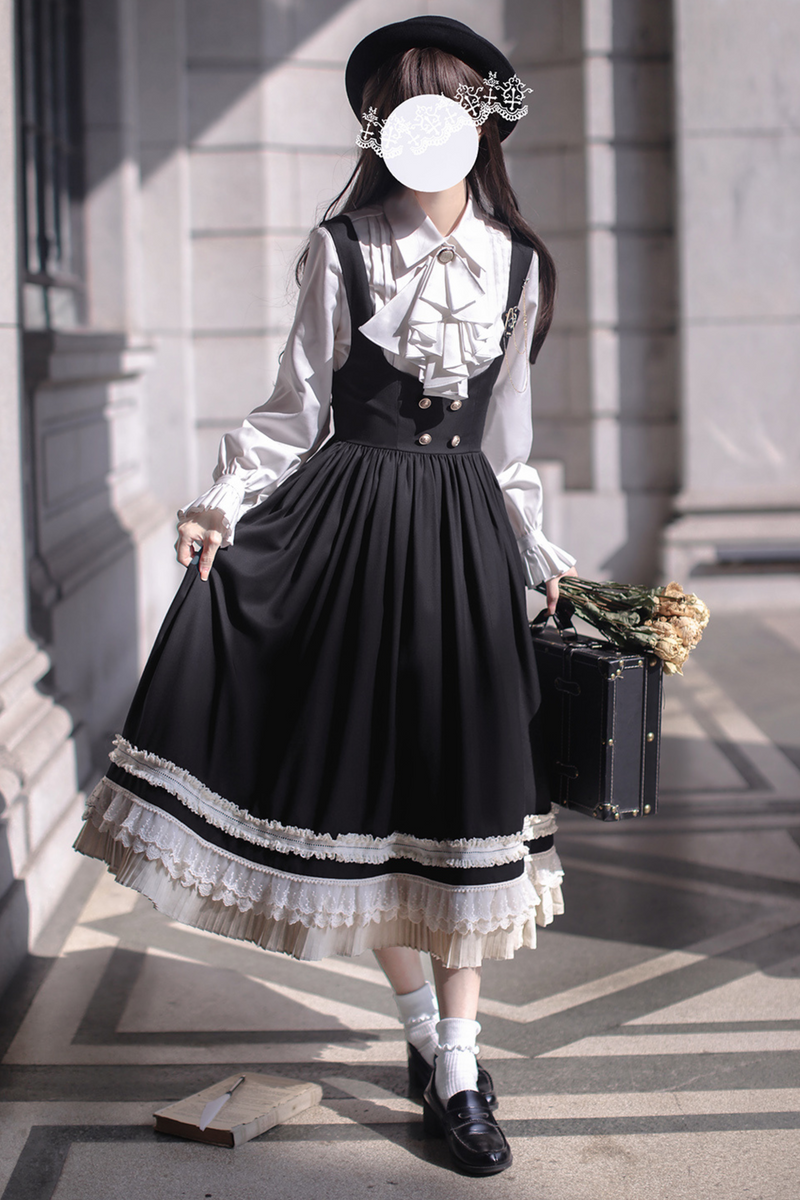 [pre-order] Retro Sweet College Coat + Suspender Skirt + Shirt + Collar + Brooch