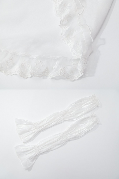 Heavy Shatin Drape Camisole Dress + Lace Asymmetric Shawl