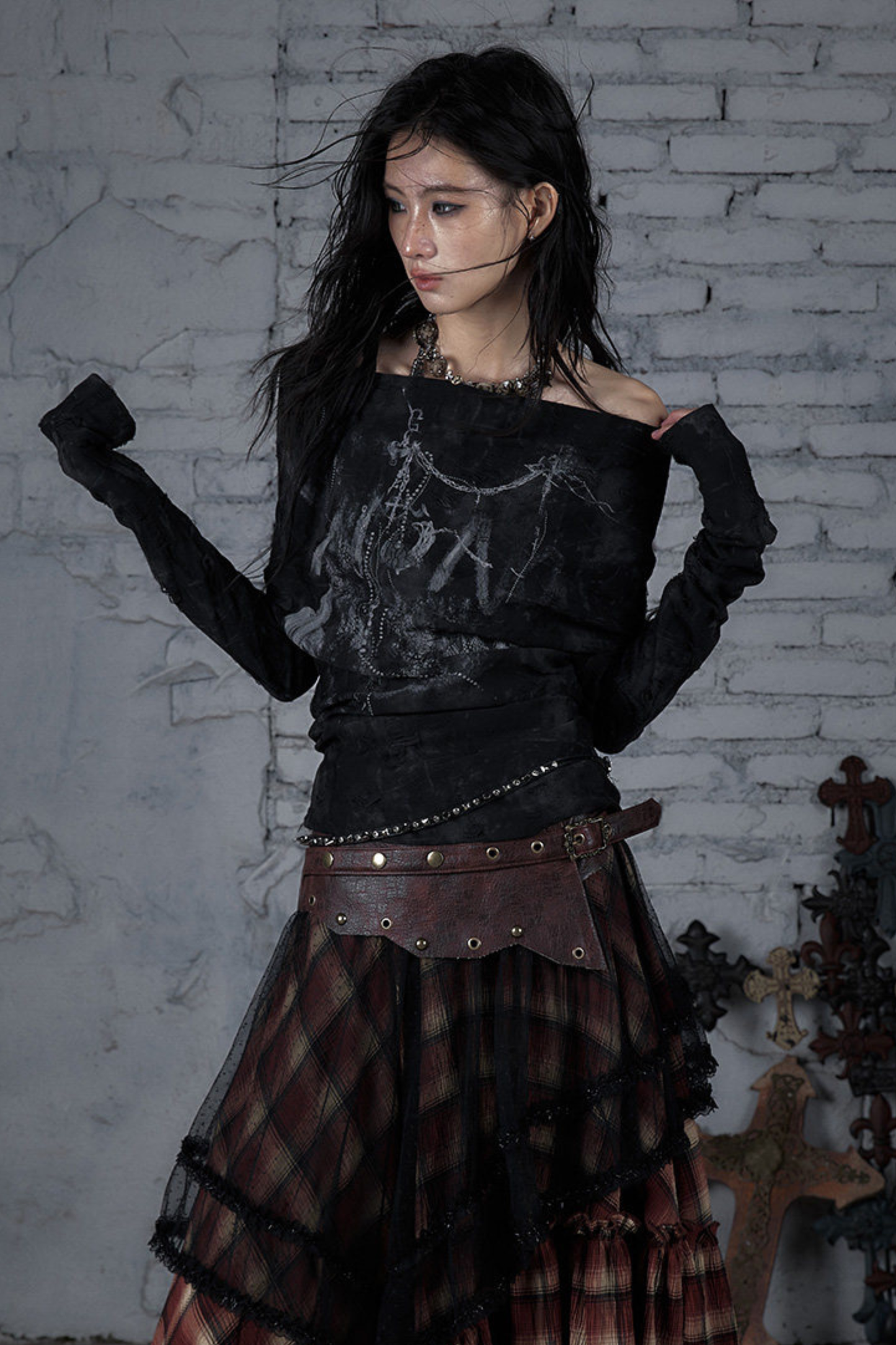 Dark Punk One Shoulder Top