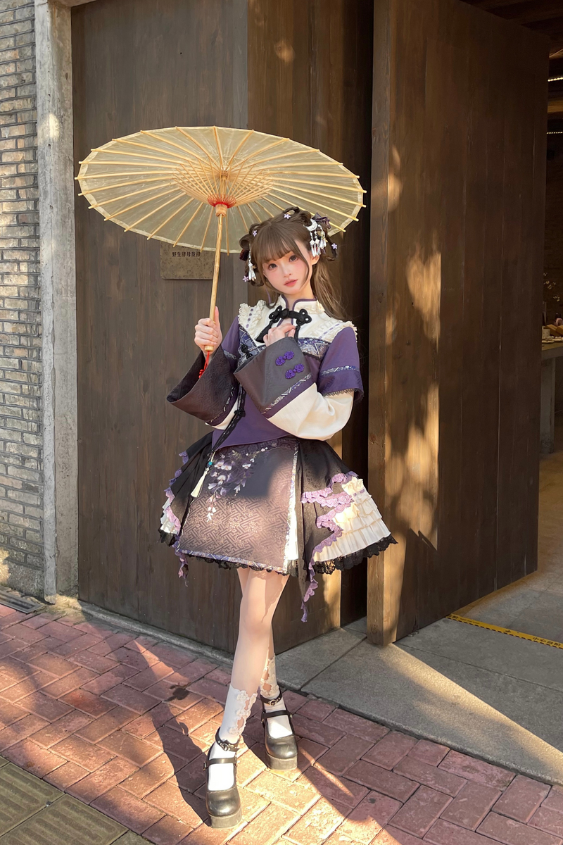 Chinese-style Girl Lolita Tops+skirt+headband+clip