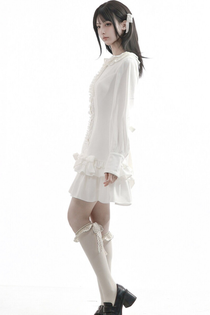 Ruffled Dress + Short Cape + Shirt + Skirt