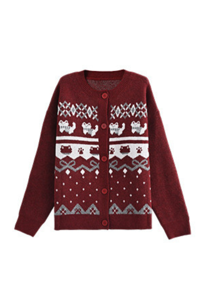 Cat Knit Sweater + Snowflake Cardigan