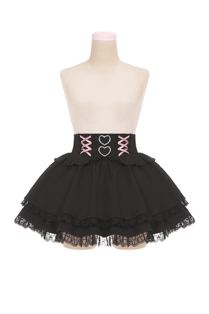 Lace Dark Shirt + Flare Skirt
