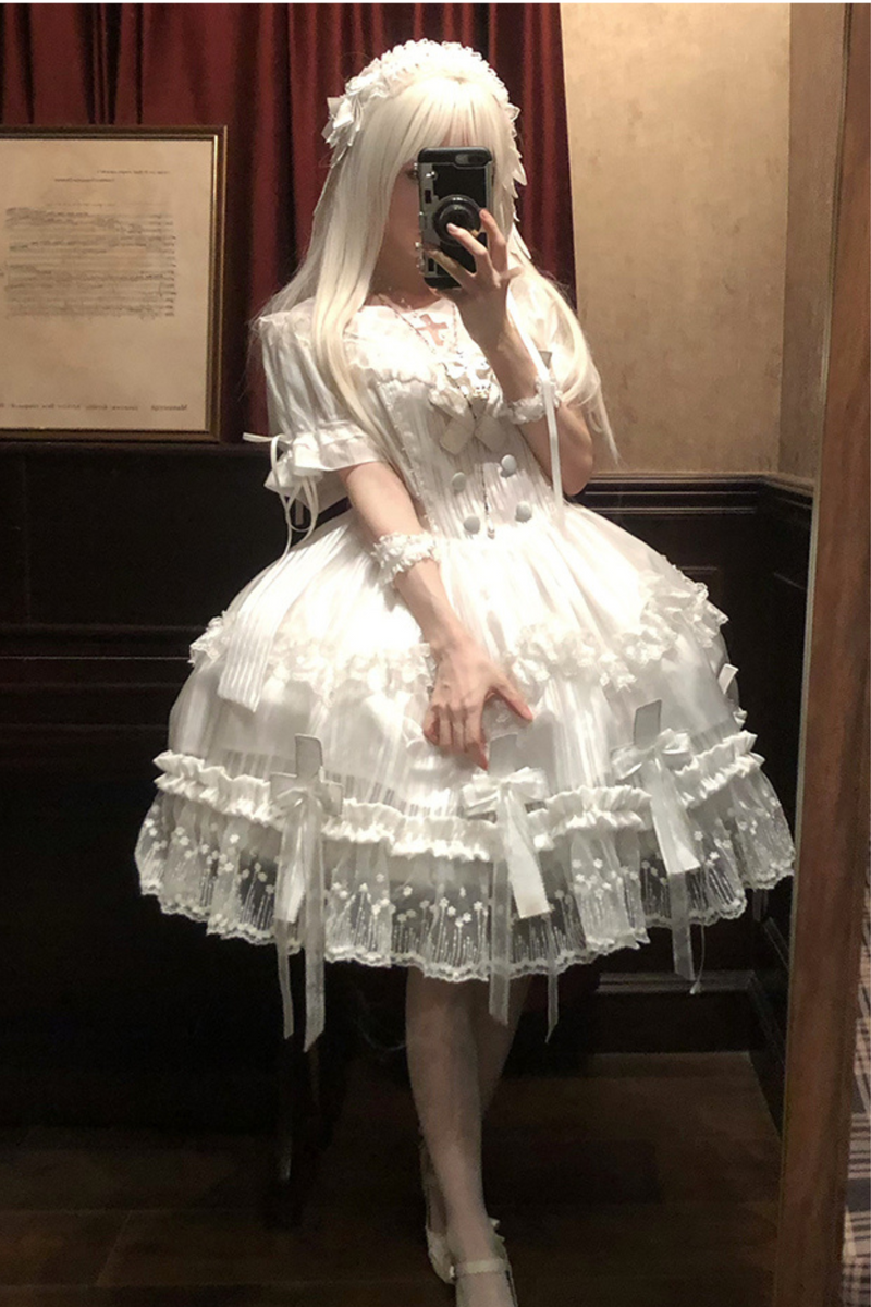 [pre-order] Pure White Gothic Tulle Dress + Nurse Hat