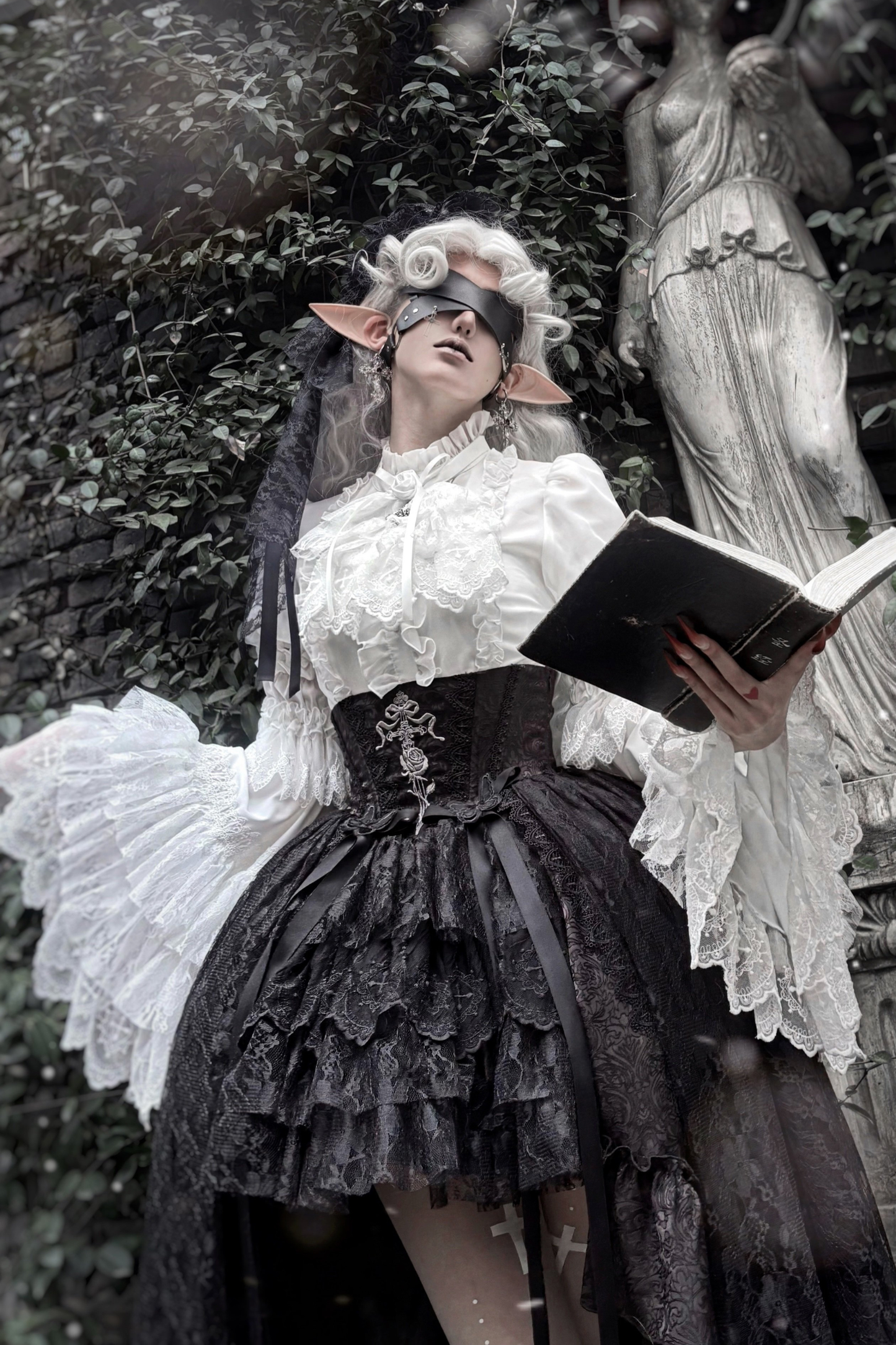 [pre-order Deadline: March 18] Dark Gothic Lolita Skirt + Shirt + Headband + Hat + Sleeve