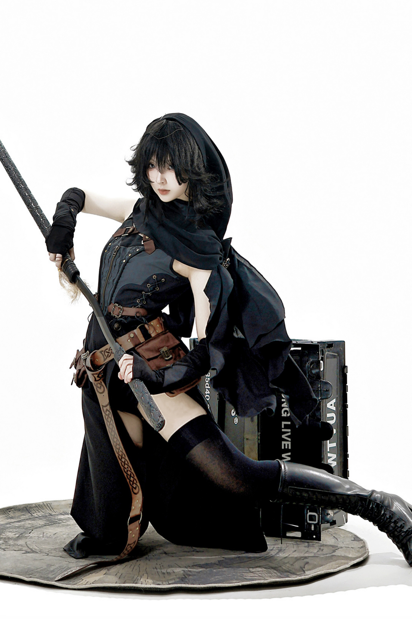 [reserved Item] Punk Style Dark Gothic Dress + Shorts + Shawl + Sleeves + Belt Bag