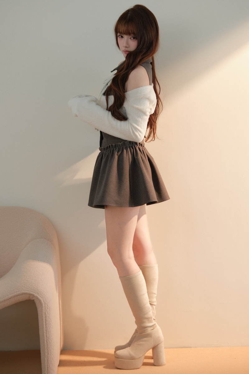 Sweet Off Shoulder Faux Two Piece Dress