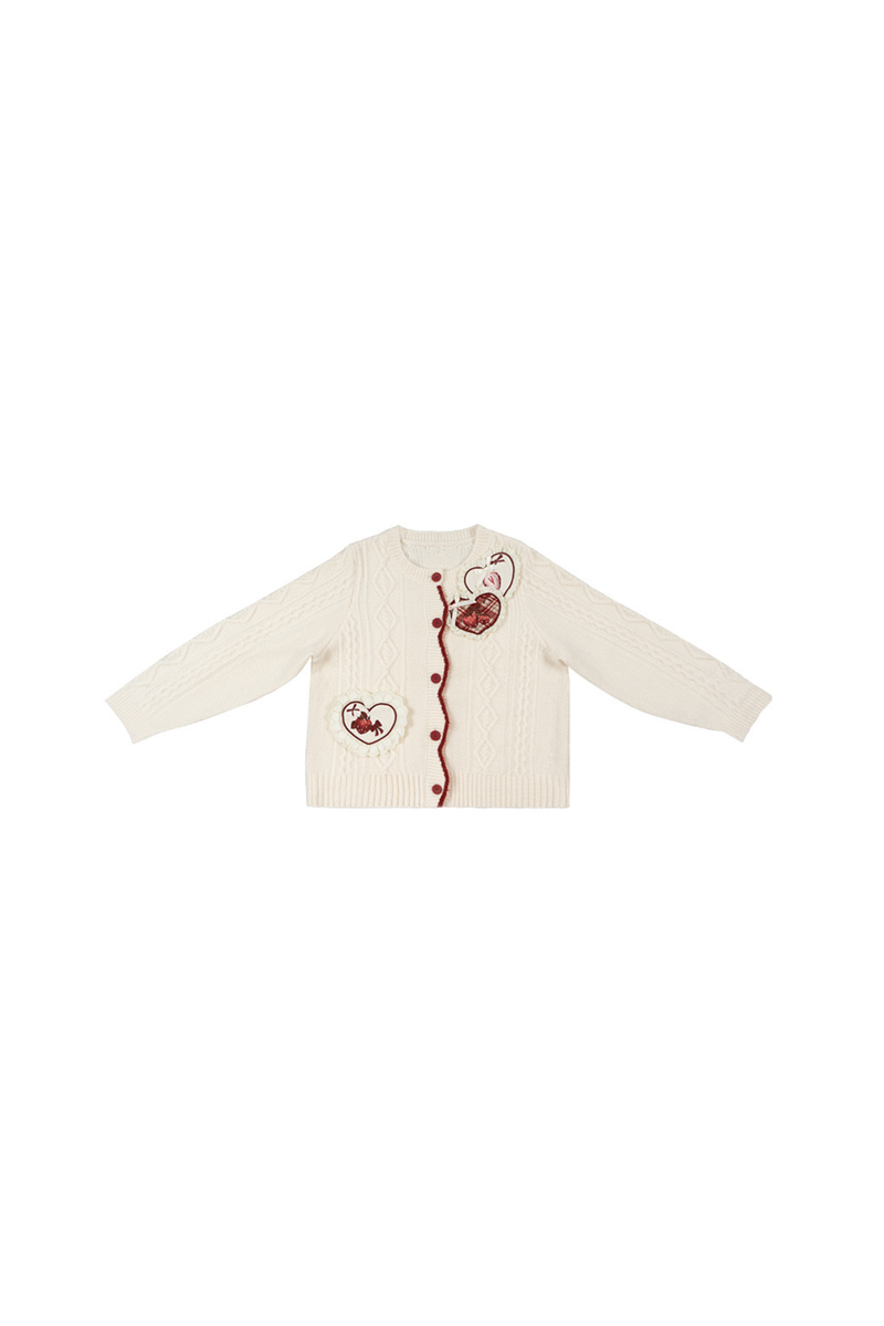 Strawberry Cream Cardigan + Skirt + High Neck Top + Hairpin