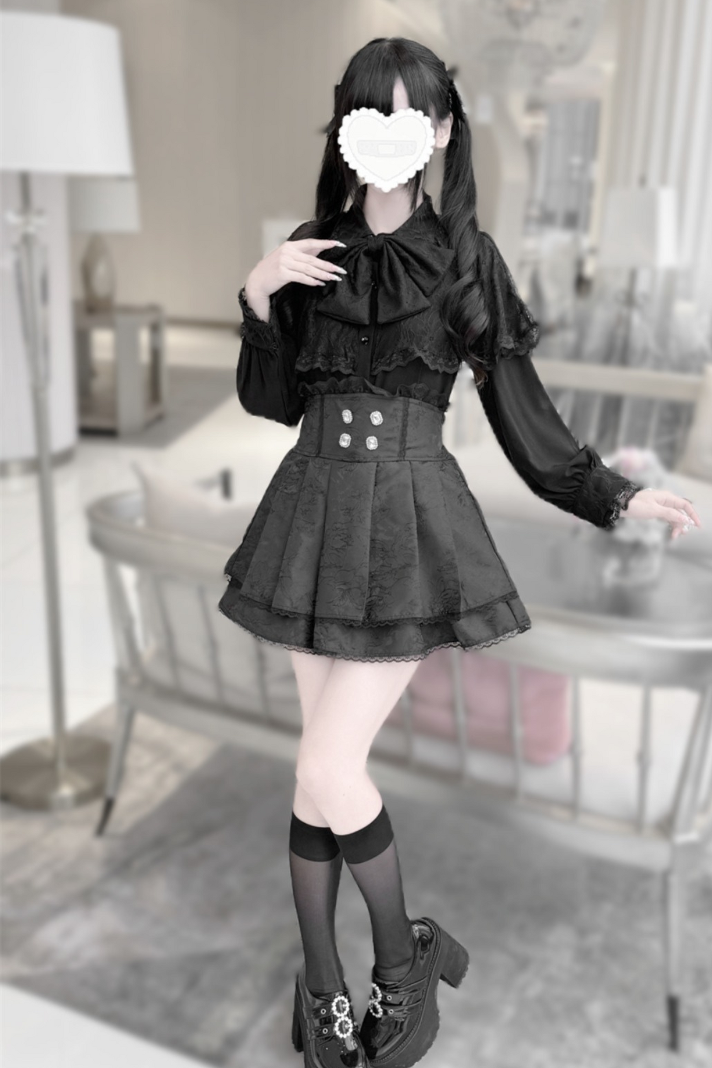 Dark Moon Shadow Cloak Veil Shirt + Skirt