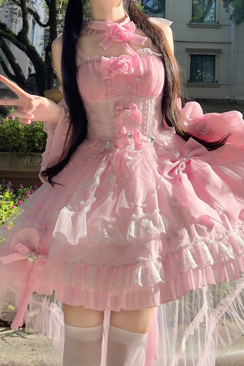 Tube Top Lolita Dress + Sleeves + Head Accessory