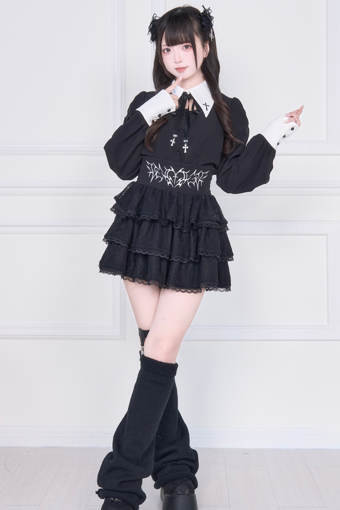 Cross Embroidery Shirt + Skirt