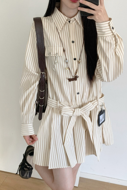 Maple Trench Coat + Hooded Top + Checkered Skirt + Shirt Dress