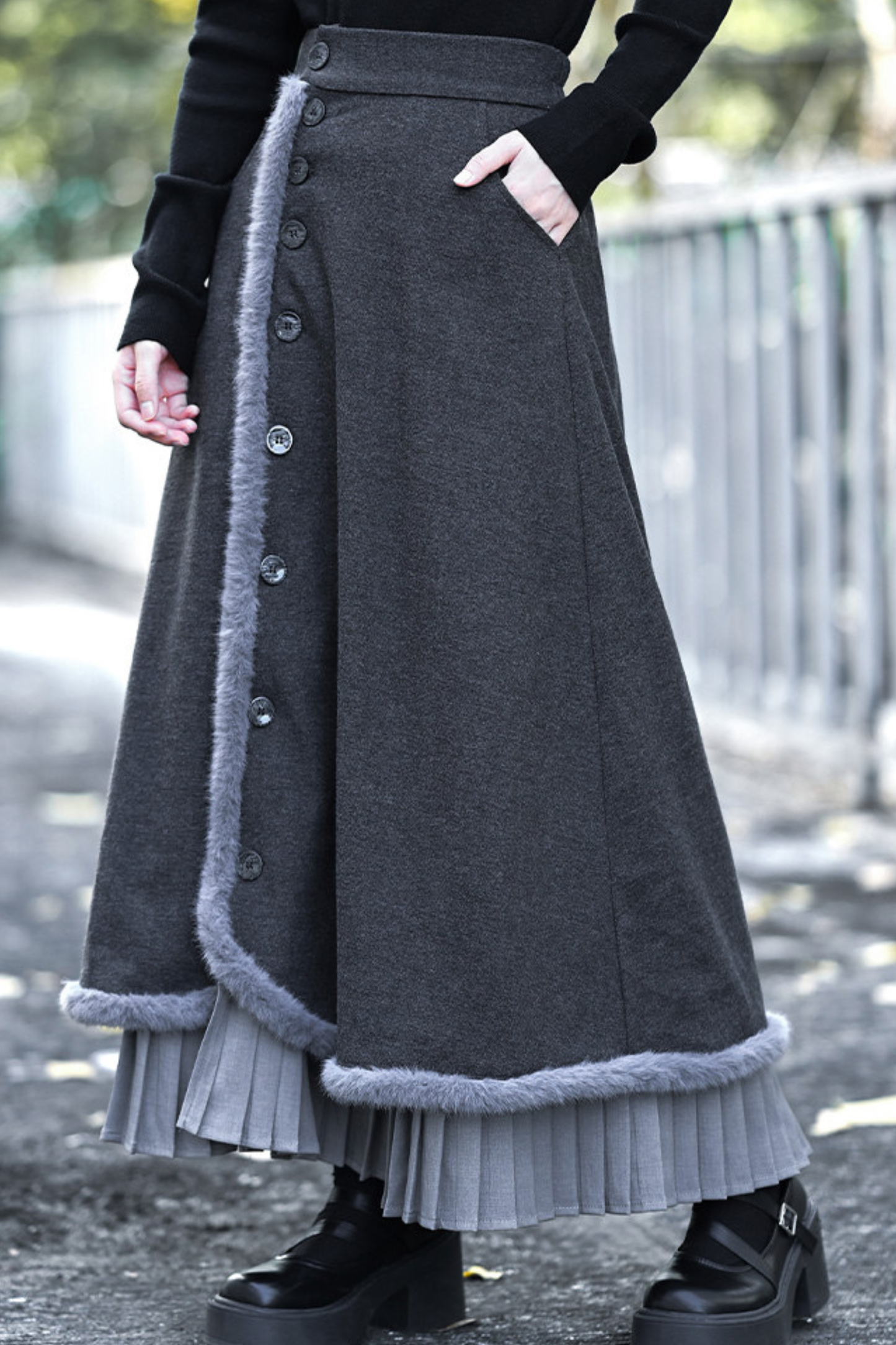 Retro Mode Faux Fur Short Jacket + Skirt