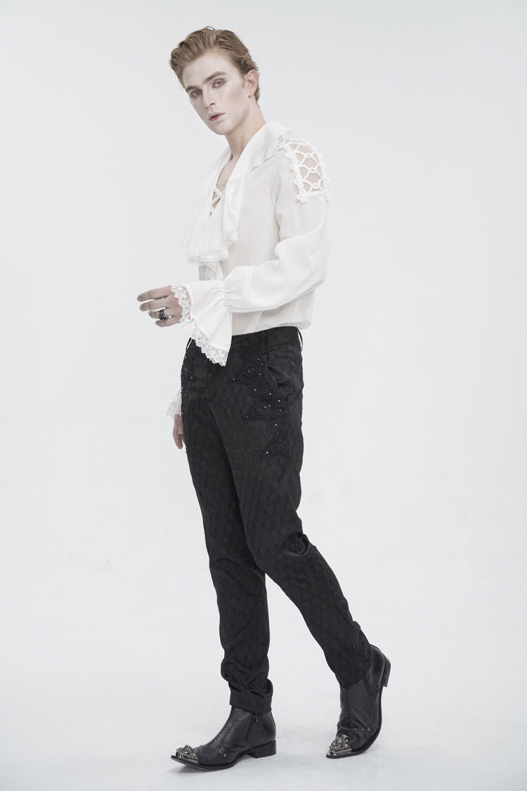White Ruffled Collar Puff Sleeved Gothic Shirt