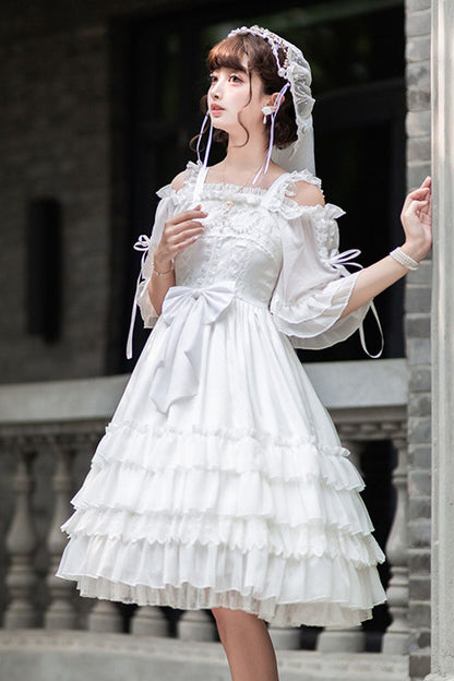 White Venus's Kiss Ruffled Multi-layer Hanayome Classic Lolita Dress
