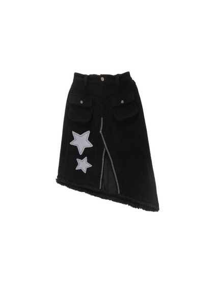 Star Striped Top + Asymmetric Skirt + Loose Long Pants