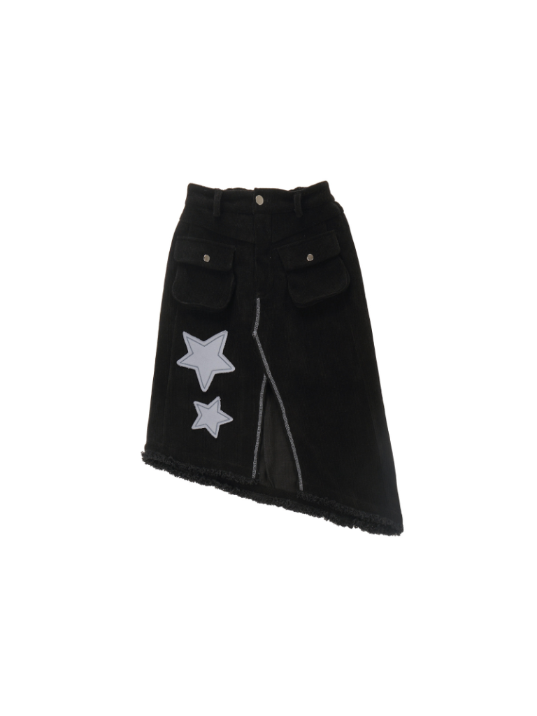 Star Striped Top + Asymmetric Skirt + Loose Long Pants
