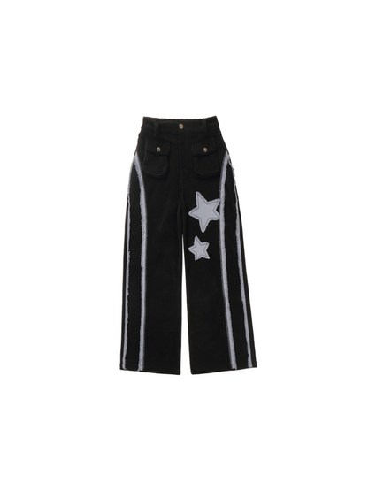 Star Striped Top + Asymmetric Skirt + Loose Long Pants