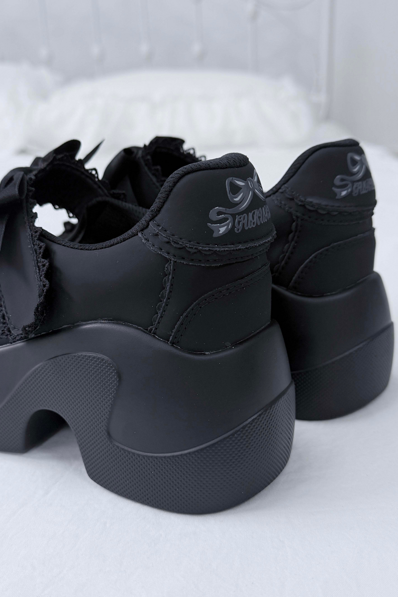 Ruffle Lace Ribbon Platform Shoes