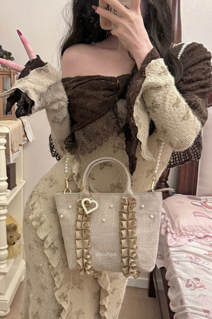 Sweetheart Pearl Ruffle Bag