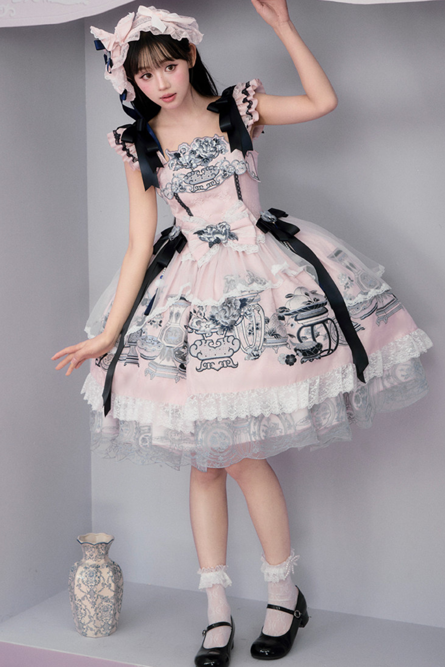 Chinese-style Design Flutter Sleeve Lolita Dress + Ribbon