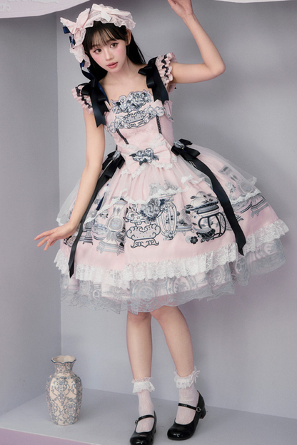 Chinese-style Design Flutter Sleeve Lolita Dress + Ribbon