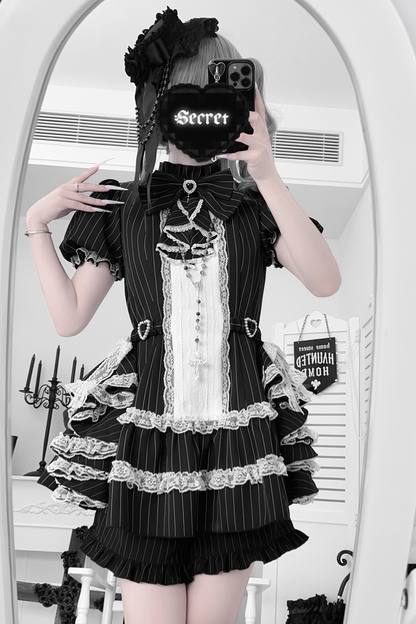 Puff Sleeve Gothic Style Top + Pants