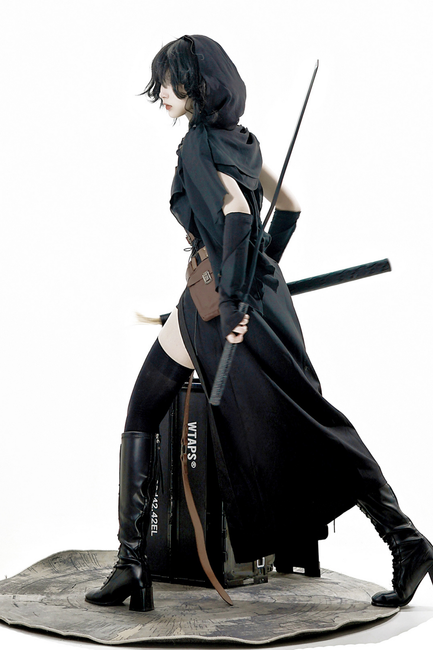 [reserved Item] Punk Style Dark Gothic Dress + Shorts + Shawl + Sleeves + Belt Bag