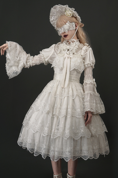 Flower Banquet Princess Sleeve Shirt + Ruffle Lolita Dress