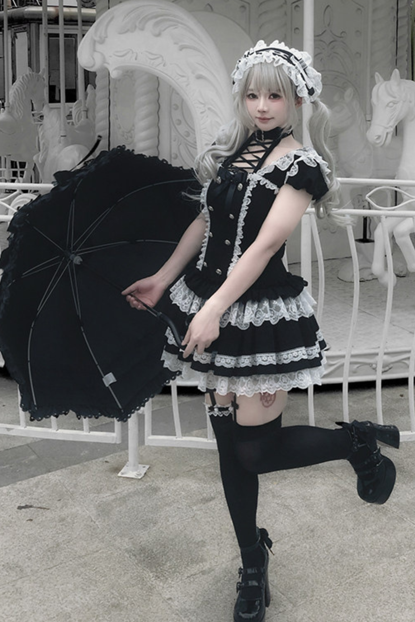 Gothic Doll Dress + Pants + Hairband