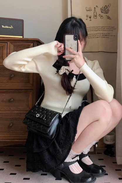 Rhinestone Bow Chain Bag
