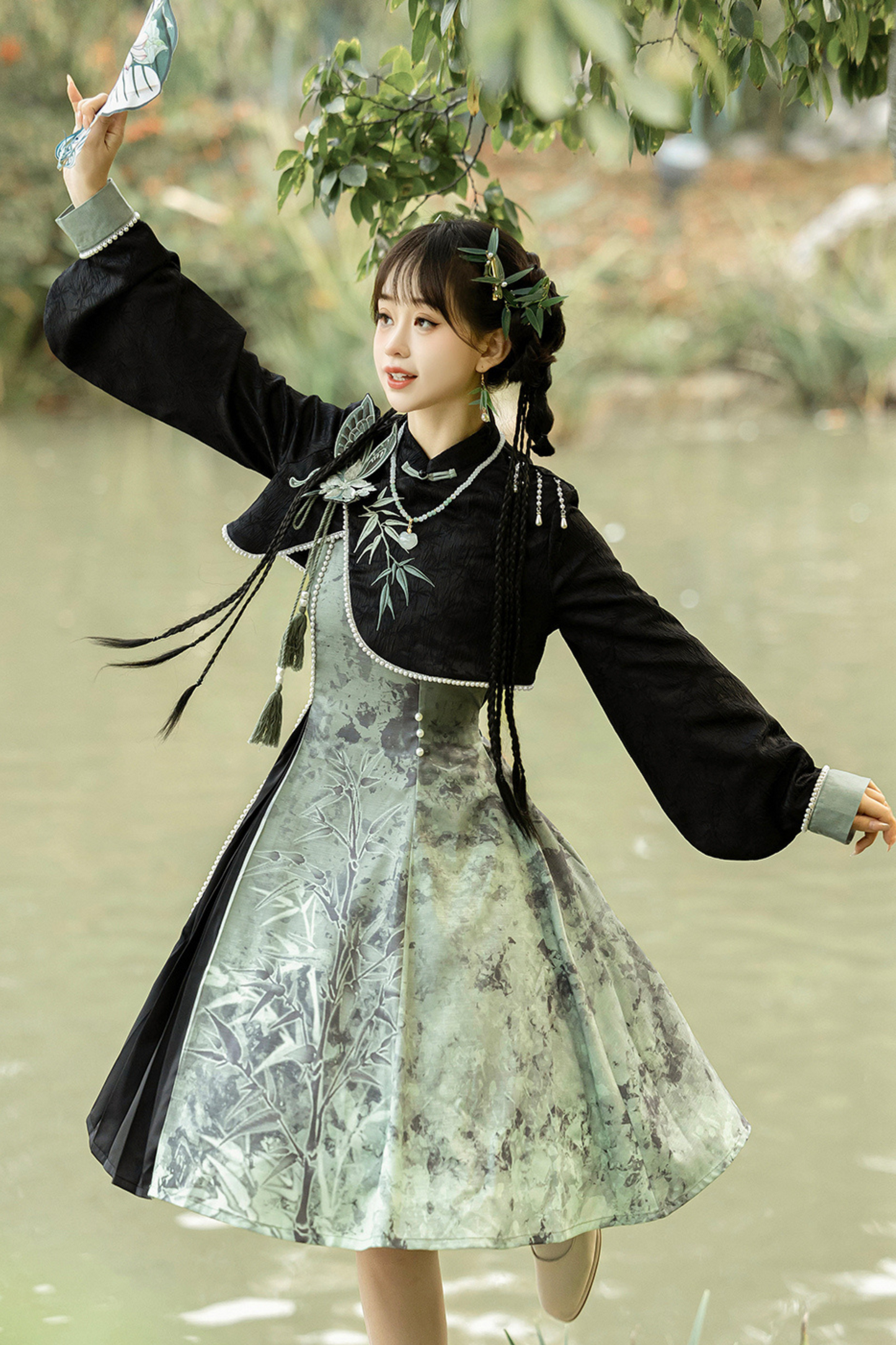 Neverland Smoked Chinese-style Lolita Suspender Dress + Short Chinese-style Jacket