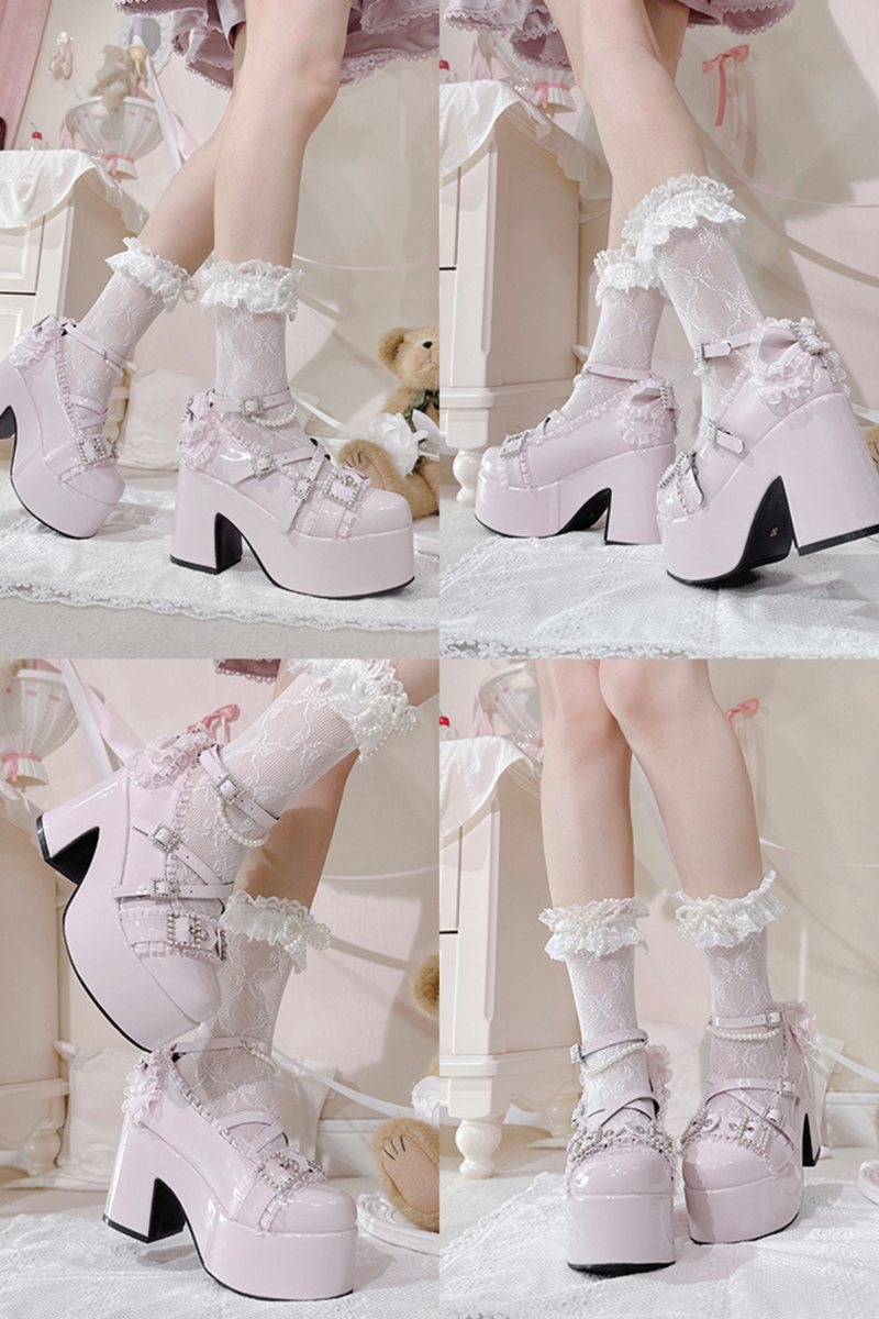 Cross Belt Design Shiny Shoes