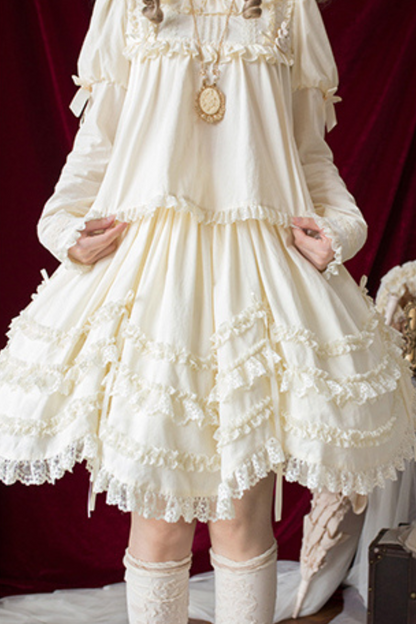[pre-order] Marionette Lolita Jumper Skirt + Ruffle Collar Top + Flare Skirt + Lolita Dress