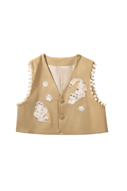 Retro Cat Vest + Top + Skirt