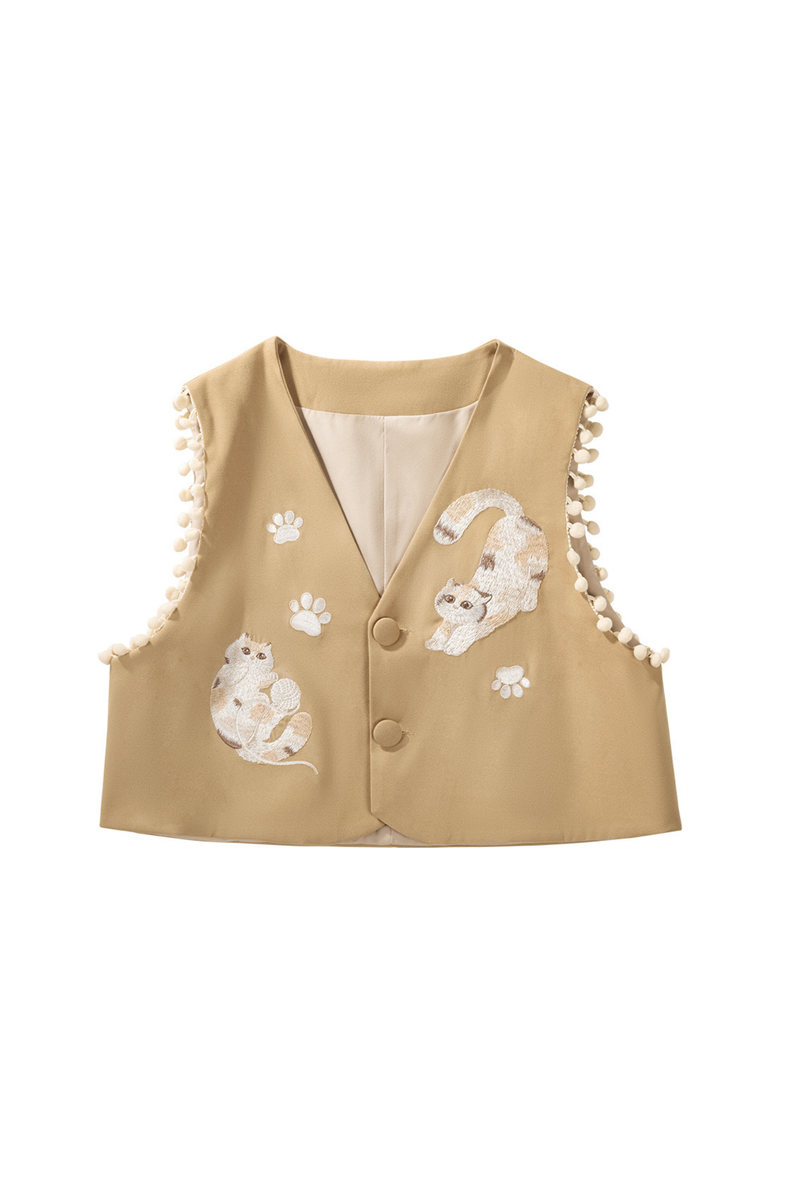 Retro Cat Vest + Top + Skirt