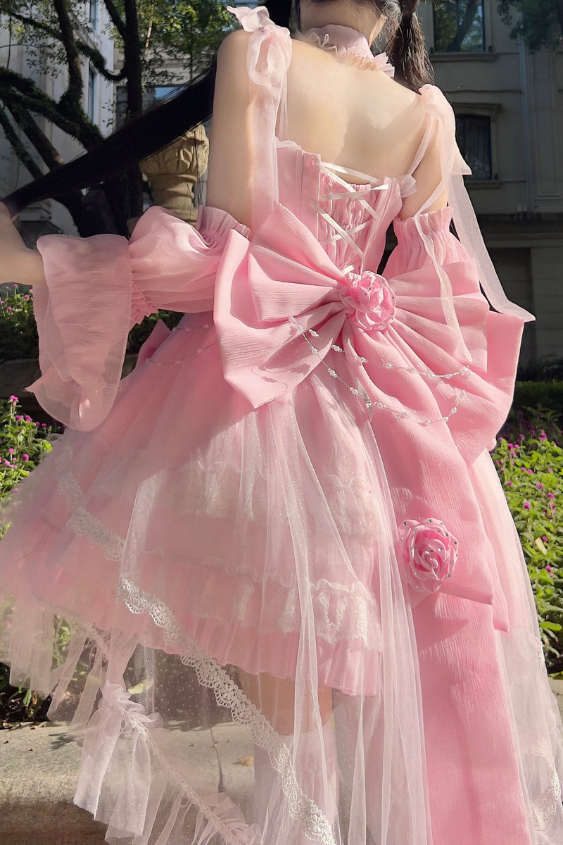 Tube Top Lolita Dress + Sleeves + Head Accessory