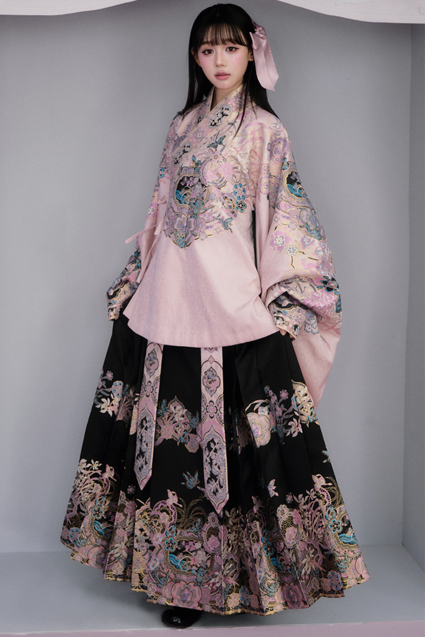 Sweet Chinese-style Jacket + Pleated Skirt + Accessories