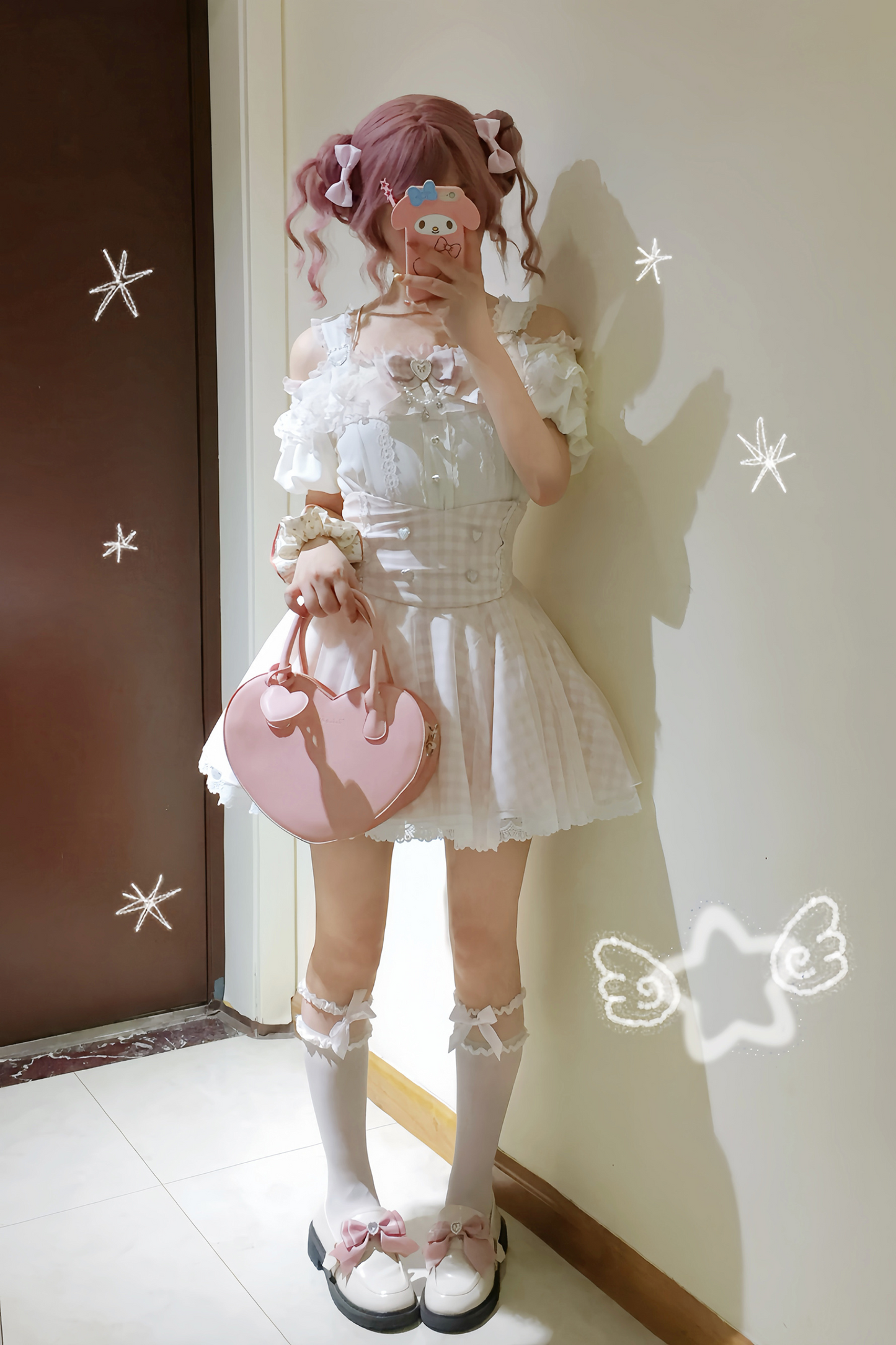 [pre-order] Mass Production Off-shoulder Top + High Waist Skirt